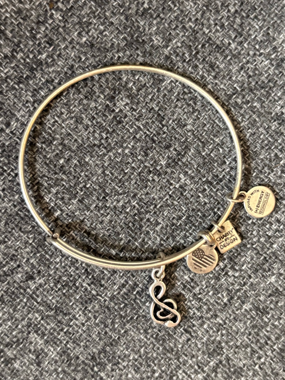 Alex and Ani Treble Clef Silver Charm Expandable Bangle Bracelet